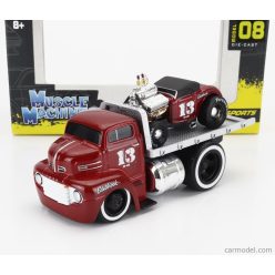   FORD USA  COE FLATBED TRUCK CAR TRANSPORTER 1965 WITH ROADSTER N 13 CUSTOM 1932  RED MET