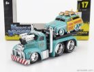 MACK  B-61 FLATBED TRUCK CAR TRANSPORTER WITH FORD WOODY CUSTOM 1950  VERY LIGHT GREEN