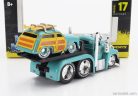 MACK  B-61 FLATBED TRUCK CAR TRANSPORTER WITH FORD WOODY CUSTOM 1950  VERY LIGHT GREEN
