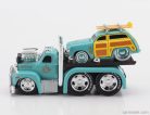 MACK  B-61 FLATBED TRUCK CAR TRANSPORTER WITH FORD WOODY CUSTOM 1950  VERY LIGHT GREEN
