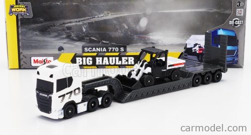 SCANIA  S770 V8 TRUCK PIANALE TRASPORTO 5600 TOOLCAT PICK-UP FRONT LOADER SCRAPER  WHITE BLACK