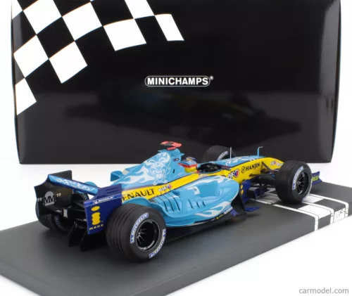 RENAULT  F1  R25 TEAM RENAULT F1 N 5 WORLD CHAMPION 2nd BELGIUM GP 2005 FERNANDO ALONSO  LIGHT BLUE YELLOW