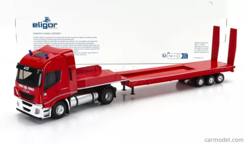 IVECO FIAT  STRALIS 480XP TRUCK RIMORCHIO PIANALE TRASPORTO MEZZI MOVIMENTO TERRA VIGILI DEL FUOCO 2016  RED