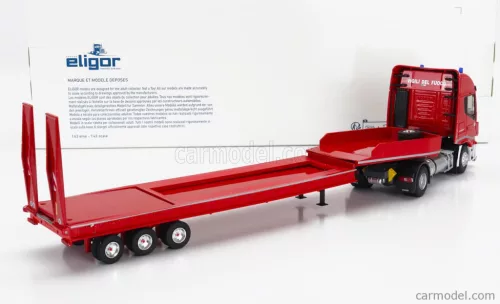 IVECO FIAT  STRALIS 480XP TRUCK RIMORCHIO PIANALE TRASPORTO MEZZI MOVIMENTO TERRA VIGILI DEL FUOCO 2016  RED