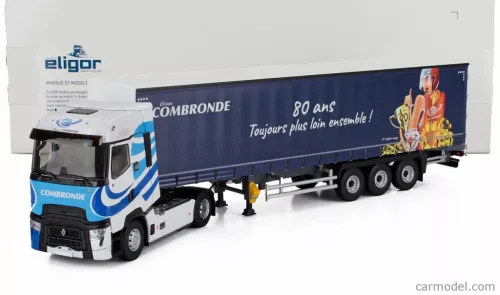 RENAULT  T-HIGH TRUCK TELONATO COMBRONDE TRANSPORTS 2025 - 80 ANS TOUJOURS PLUS LOIN ENSEMBLE  WHITE BLUE