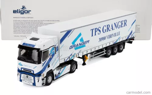 RENAULT  T-LINE HIGH TRUCK TELONATO GRANGER TRANSPORTS 2023  WHITE BLUE