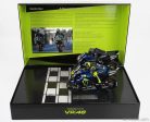 YAMAHA  SET 2X YZR-M1 TEAM MOVISTAR MONSTER ENERGY N 46 + N 44 MOTOGP TEST VALENCIA 2019 WITH FIGURES VALENTINO ROSSI AND LEWIS HAMILTON  BLUE BLACK