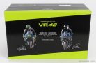 YAMAHA  SET 2X YZR-M1 TEAM MOVISTAR MONSTER ENERGY N 46 + N 44 MOTOGP TEST VALENCIA 2019 WITH FIGURES VALENTINO ROSSI AND LEWIS HAMILTON  BLUE BLACK