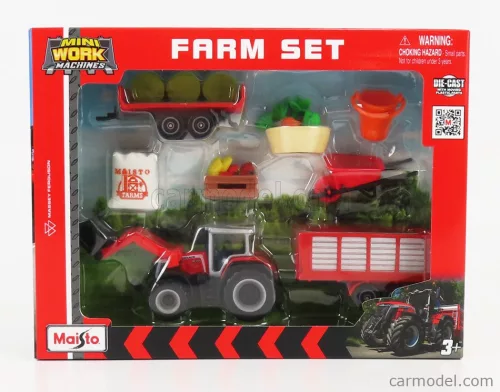 MASSEY FERGUSON  FARM SET 8S.285 TRACTOR WITH ACCESSORIES 2018  RED GREY