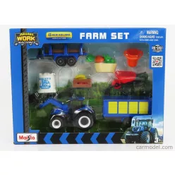   NEW HOLLAND  FARM SET T7-315 TRACTOR WITH ACCESSORIES 2018  BLUE YELLOW