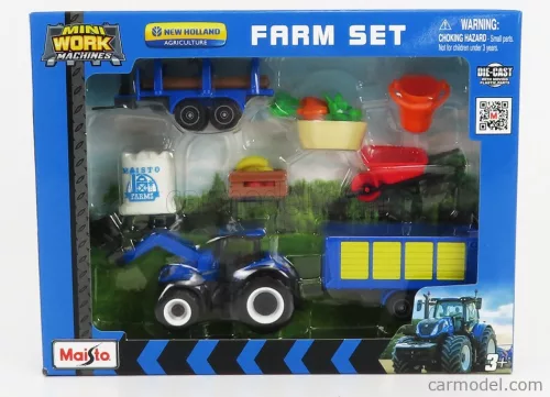 NEW HOLLAND  FARM SET T7-315 TRACTOR WITH ACCESSORIES 2018  BLUE YELLOW
