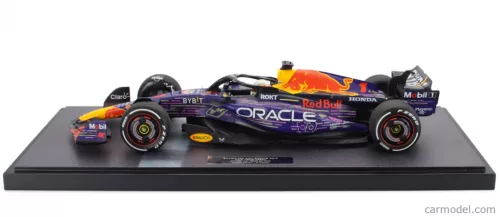 RED BULL  F1  RB19 TEAM ORACLE RED BULL RACING N 1 WORLD CHAMPION WINNER LAS VEGAS USA GP 2023 MAX VERSTAPPEN  PURPLE YELLOW RED