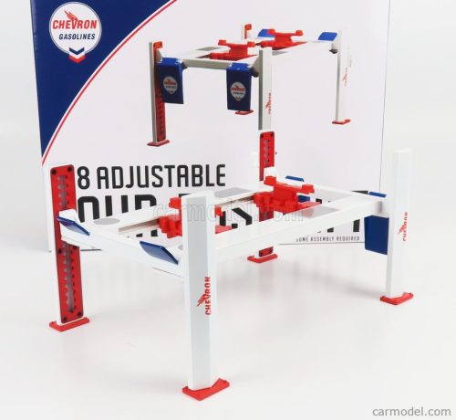 ACCESSORIES  CHEVRON GARAGE SET OFFICINA - PONTE SOLLEVATORE AUTO - FOUR POST LIFT  WHITE RED BLUE
