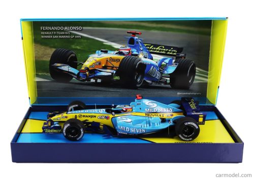 RENAULT  F1  R25 TEAM RENAULT N 1 WORLD CHAMPION WINNER SAN MARINO ITALY GP 2005 FERNANDO ALONSO  LIGHT BLUE YELLOW