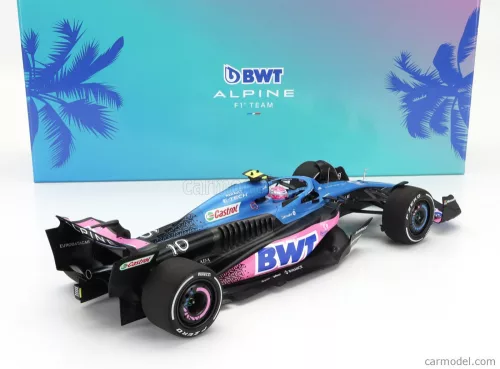 RENAULT  F1  A523 TEAM BWT ALPINE N 10 8th MIAMI GP WITH PIT BOARD 2023 PIERRE GASLY  BLUE BLACK PINK