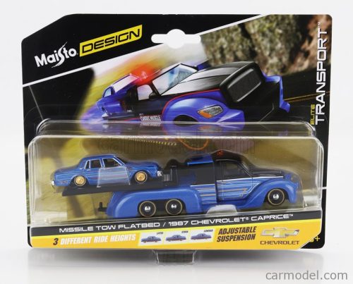 TRUCK  FLATBED RAMP TRUCK WITH CHEVROLET CAPRICE 1987  BLUE BLACK
