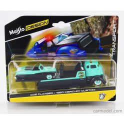   FORD USA  COE FLATBED RAMP TRUCK WITH MERCURY CUSTOM 1950  GREEN BLACK