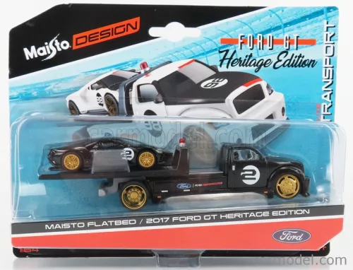 FORD USA  RAMP TRUCK WRECKER WITH FORD GT N 2 HERITAGE EDITION 2017  BLACK