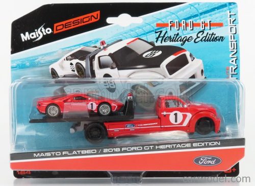 FORD USA  RAMP TRUCK WRECKER WITH FORD GT N 1 HERITAGE EDITION 2018  RED