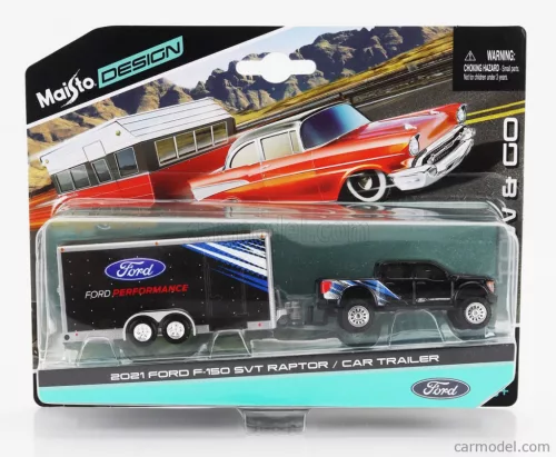 FORD USA  F-150 SVT RAPTOR PICK-UP WITH CAR TRANSPORTER TRAILER 2021  BLACK