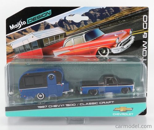 CHEVROLET  1500 PICK-UP WITH TRAILER ROULOTTE 1987  BLUE BLACK
