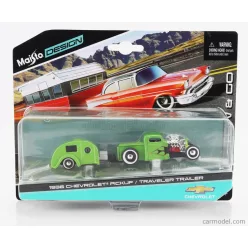   CHEVROLET  PICK-UP 1936 WITH TRAVELER TRAILER ROULOTTE CUSTOM 1936  GREEN BLACK