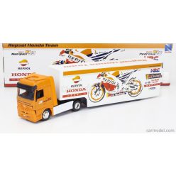   MERCEDES BENZ  ACTROS 1857 TRUCK TEAM HONDA RC213V REPSOL BIKE TRANSPORTER N 93 WORLD CHAMPION MARC MARQUEZ - N 26 DANI PEDROSA SEASON 2017  ORANGE WHITE