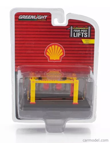 ACCESSORIES  SHELL OIL GARAGE SET OFFICINA - PONTE SOLLEVATORE AUTO - FOUR POST LIFT  RED YELLOW