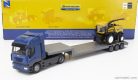 IVECO FIAT  STRALIS 540 TRUCK PIANALE 2009 WITH NEW HOLLAND FR920 MIETITREBBIA GOMMATA HARVESTER  BLUE YELLOW BLACK