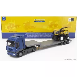   IVECO FIAT  STRALIS 540 TRUCK PIANALE 2009 WITH NEW HOLLAND FR920 MIETITREBBIA GOMMATA HARVESTER  BLUE YELLOW BLACK