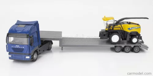 IVECO FIAT  STRALIS 540 TRUCK PIANALE 2009 WITH NEW HOLLAND FR920 MIETITREBBIA GOMMATA HARVESTER  BLUE YELLOW BLACK