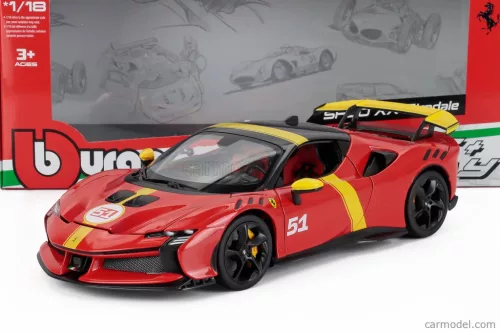 FERRARI  SF90 XX N 51 24h LE MANS WINNER LIVERY - EXCLUSIVE CARMODEL  RED YELLOW