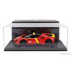   FERRARI  SF90 STRADALE HYBRID 1000hp N 50 24h LE MANS LIVERY - CON VETRINA - WITH SHOWCASE - EXCLUSIVE CARMODEL  RED YELLOW