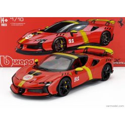   FERRARI  SF90 XX N 51 24h LE MANS WINNER LIVERY - CON VETRINA - WITH SHOWCASE - EXCLUSIVE CARMODEL  RED YELLOW