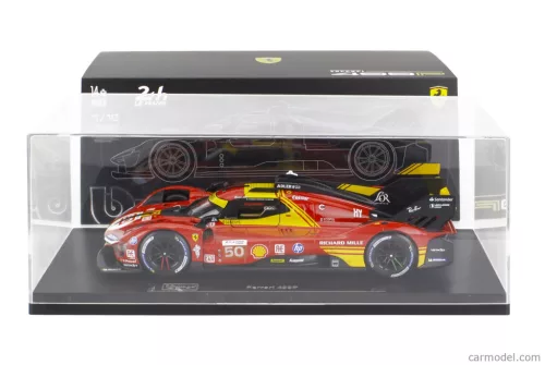 FERRARI  499P 3.0L TURBO V6 TEAM FERRARI AF CORSE N 50 WINNER 24h LE MANS 2024 ANTONIO FUOCO - MIGUEL MOLINA - NICKLAS NIELSEN - CON VETRINA - WITH SHOWCASE  RED