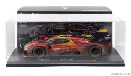 FERRARI  WITH SHOWCASE - 499P 3.0L TURBO V6 TEAM FERRARI AF CORSE N 50 WINNER 24h LE MANS (AFTER RACE VERSION) 2024 ANTONIO FUOCO - MIGUEL MOLINA - NICKLAS NIELSEN  RED