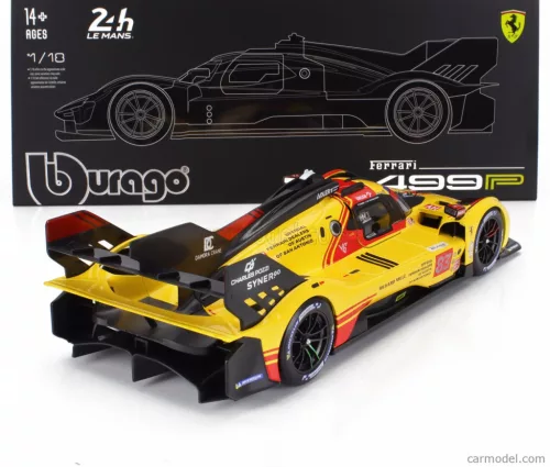 FERRARI  499P 3.0L TURBO V6 TEAM AF CORSE N  83 24h LE MANS 2024 ROBERT KUBICA - ROBERT SHWARTZMAN - YIFEI YE - CON VETRINA - WITH SHOWCASE  YELLOW RED