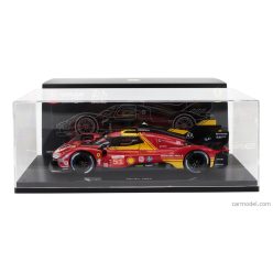   FERRARI  499P 3.0L TURBO V6 TEAM FERRARI AF CORSE N 51 3rd 24h LE MANS 2024 ALESSANDRO PIER GUIDI - JAMES CALADO - ANTONIO GIOVINAZZI - CON VETRINA - WITH SHOWCASE  RED