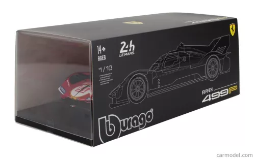 FERRARI  499P 3.0L TURBO V6 TEAM FERRARI AF CORSE N 51 3rd 24h LE MANS 2024 ALESSANDRO PIER GUIDI - JAMES CALADO - ANTONIO GIOVINAZZI - CON VETRINA - WITH SHOWCASE  RED