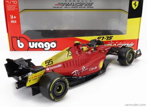 FERRARI  F1-75 SCUDERIA FERRARI N 55 4th MONZA GP ITALY 2022 CARLOS SAINZ - YELLOW WHEELS - FULL EXCLUSIVE CARMODEL  RED YELLOW