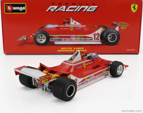 FERRARI  F1  312T4 N 12 WINNER WATKINS GLEN GP USA (WITH PILOT FIGURE AND RAIN WHEELS) 1979 GILLES VILLENEUVE  RED