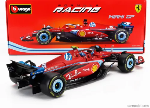 FERRARI  F1  SF-24 TEAM SCUDERIA FERRARI N 55 5th MIAMI GP 2024 CARLOS SAINZ  RED BLACK LIGHT BLUE