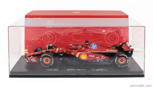 FERRARI  F1  SF-24 TEAM SCUDERIA FERRARI N 16 WINNER ITALY MONZA GP 2024 CHARLES LECLERC - CON VETRINA - WITH SHOWCASE  RED WHITE BLACK