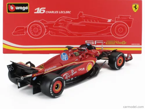 FERRARI  F1  SF-24 TEAM SCUDERIA FERRARI N 16 WINNER ITALY MONZA GP 2024 CHARLES LECLERC - CON VETRINA - WITH SHOWCASE  RED WHITE BLACK