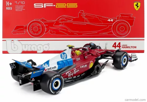 FERRARI  WITH SHOWCASE - F1  SF-25 TEAM SCUDERIA FERRARI HP N 44 MIAMI GP 2025 LEWIS HAMILTON  RED WHITE BLUE