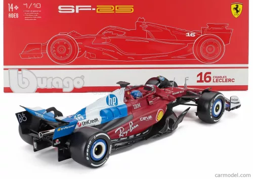 FERRARI  WITH SHOWCASE - F1  SF-25 TEAM SCUDERIA FERRARI N 16 MIAMI GP 2025 CHARLES LECLERC  RED WHITE BLUE