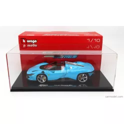   FERRARI  DAYTONA SP3 CLOSED ROOF 2022 - CON VETRINA - WITH SHOWCASE - EXCLUSIVE CARMODEL  MEDIUM BLUE