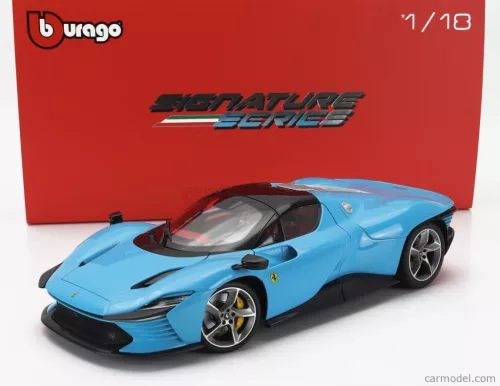 FERRARI  DAYTONA SP3 CLOSED ROOF 2022 - CON VETRINA - WITH SHOWCASE - EXCLUSIVE CARMODEL  MEDIUM BLUE