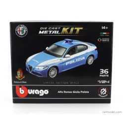   ALFA ROMEO  GIULIA POLIZIA 2016 - 36 PEZZI - 36 PCS  LIGHT BLUE WHITE