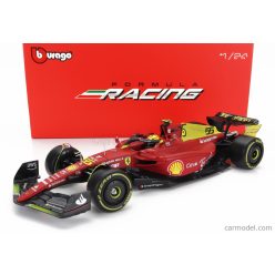   FERRARI  F1-75 SCUDERIA FERRARI N 55 4th MONZA GP ITALY 2022 CARLOS SAINZ - WITH PILOT AND SHOWCASE - EXCLUSIVE CARMODEL  RED YELLOW